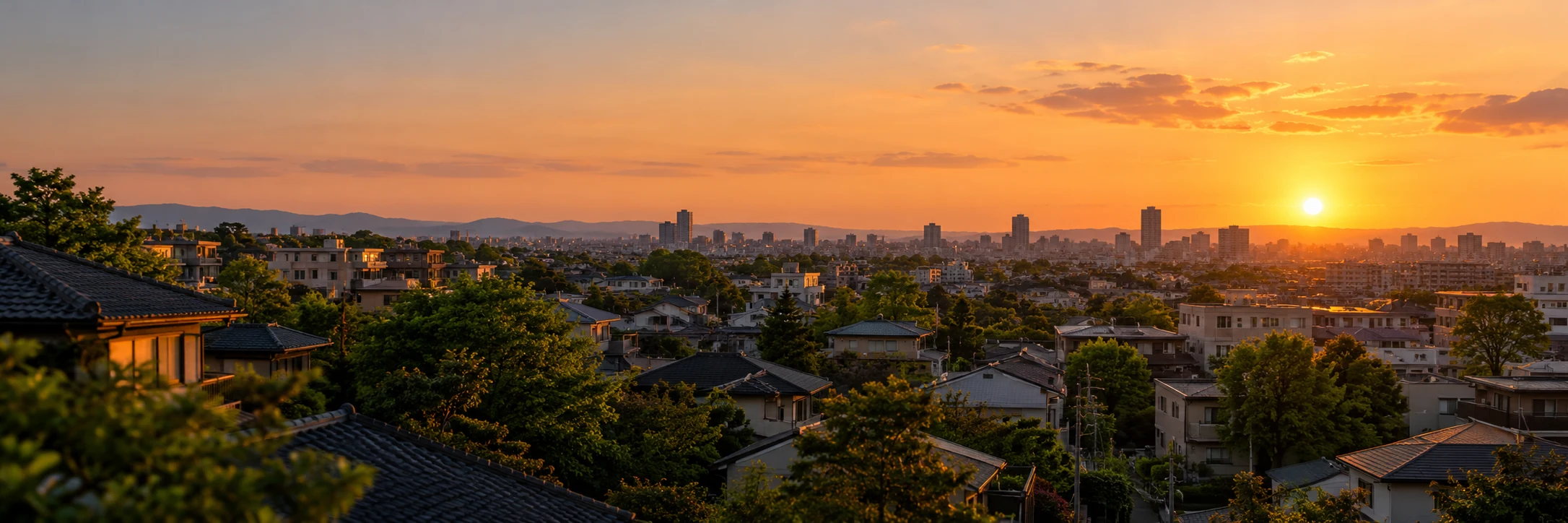 住宅街の夕景のコンセプトイメージ